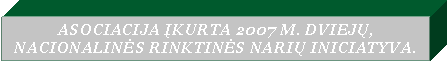Text Box: ASOCIACIJA ĮKURTA 2007 M. DVIEJŲ, NACIONALINĖS RINKTINĖS NARIŲ INICIATYVA.